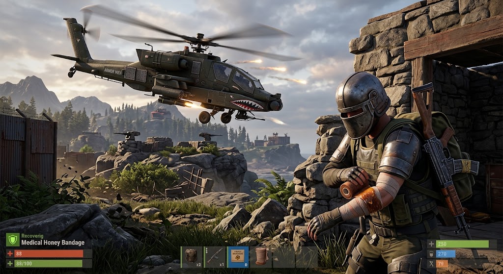 Rust Update Adds Medical Honey Bandages and Attack Helicopter Armor Changes